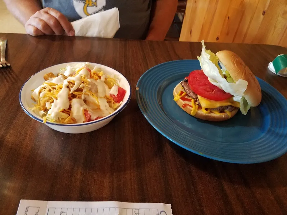 Mountain Burger and Side Salad
